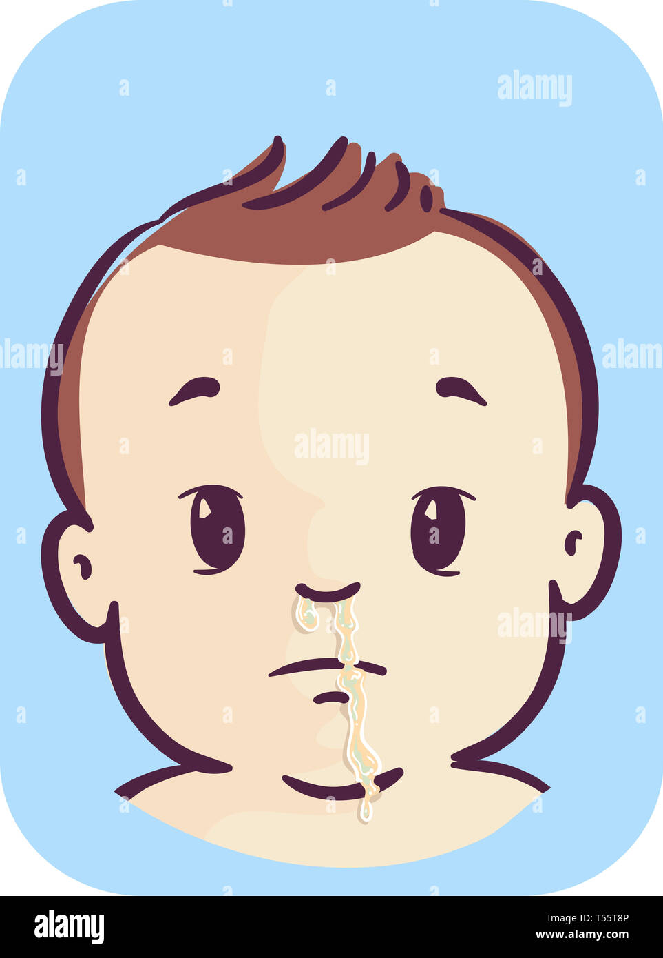 Illustration of a Baby Kid Boy with Runny Nose Stock Photo Alamy