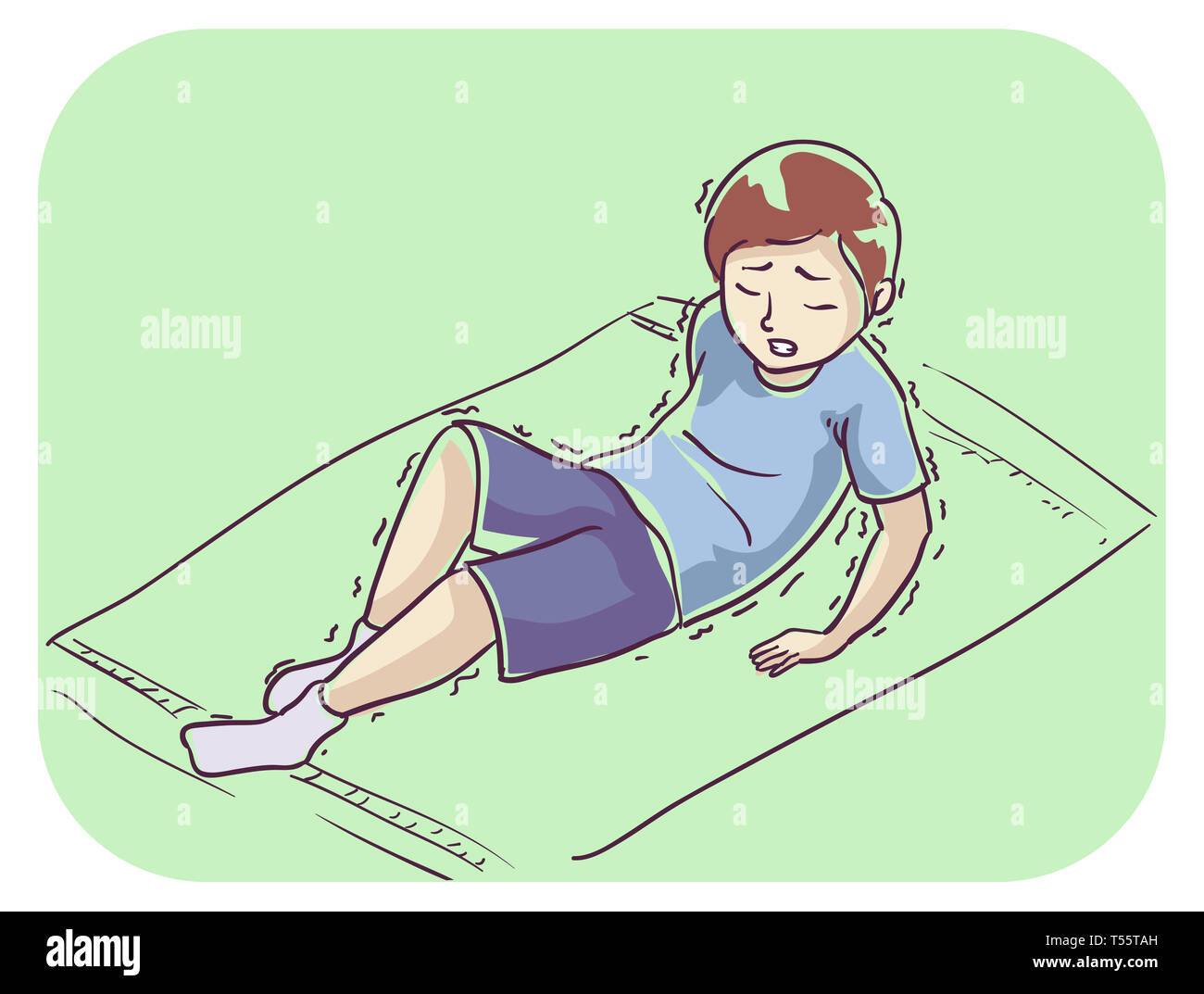 Illustration of a Kid Boy a Kid Boy who Cannot Stand Up from Lying Position Stock Photo