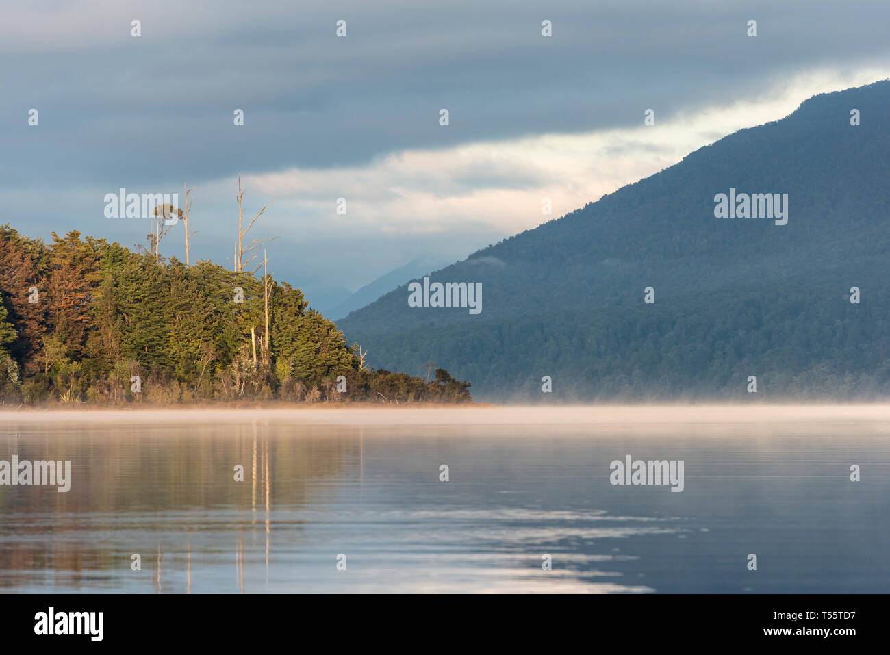 Sunrise on Te Anau Lake, New Zealand Stock Photo