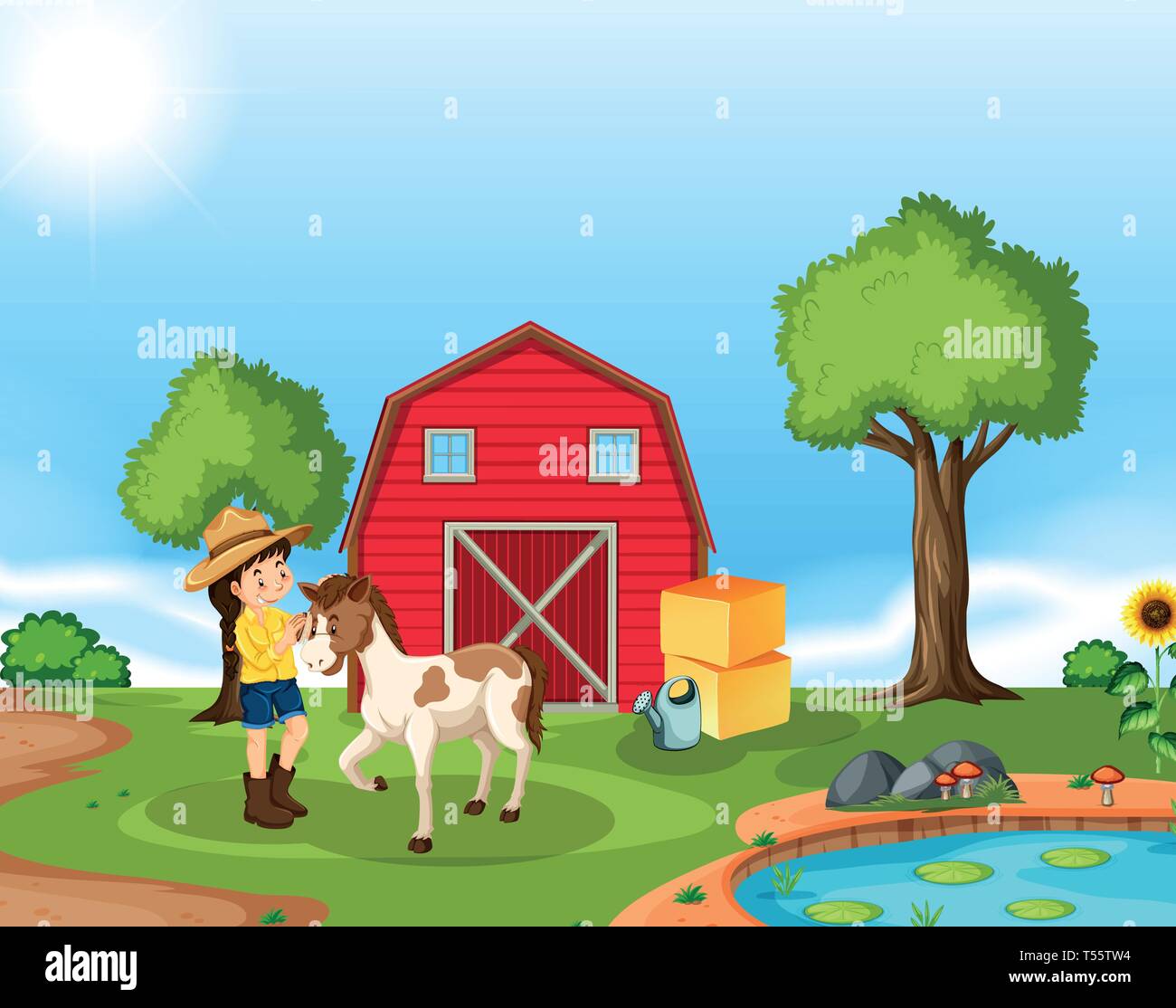 Farm girl clip art Stock Vector Images - Page 2 - Alamy, image size:1300x1114