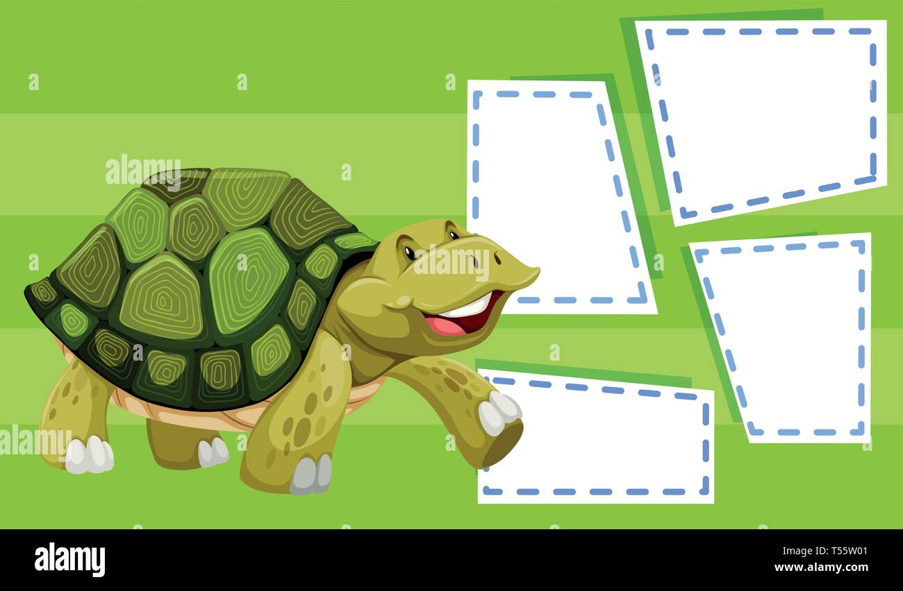 A turtle on note template illustration Stock Vector Image & Art - Alamy