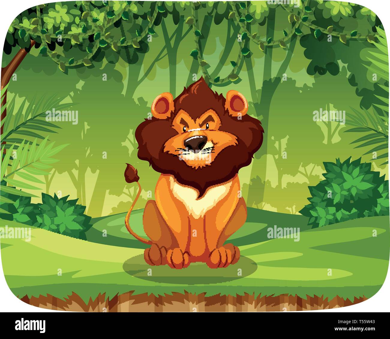 A Lion In Forest Illustration Stock Vector Image Art Alamy A Lion In Forest Illustration Stock Vector Image Art Alamy