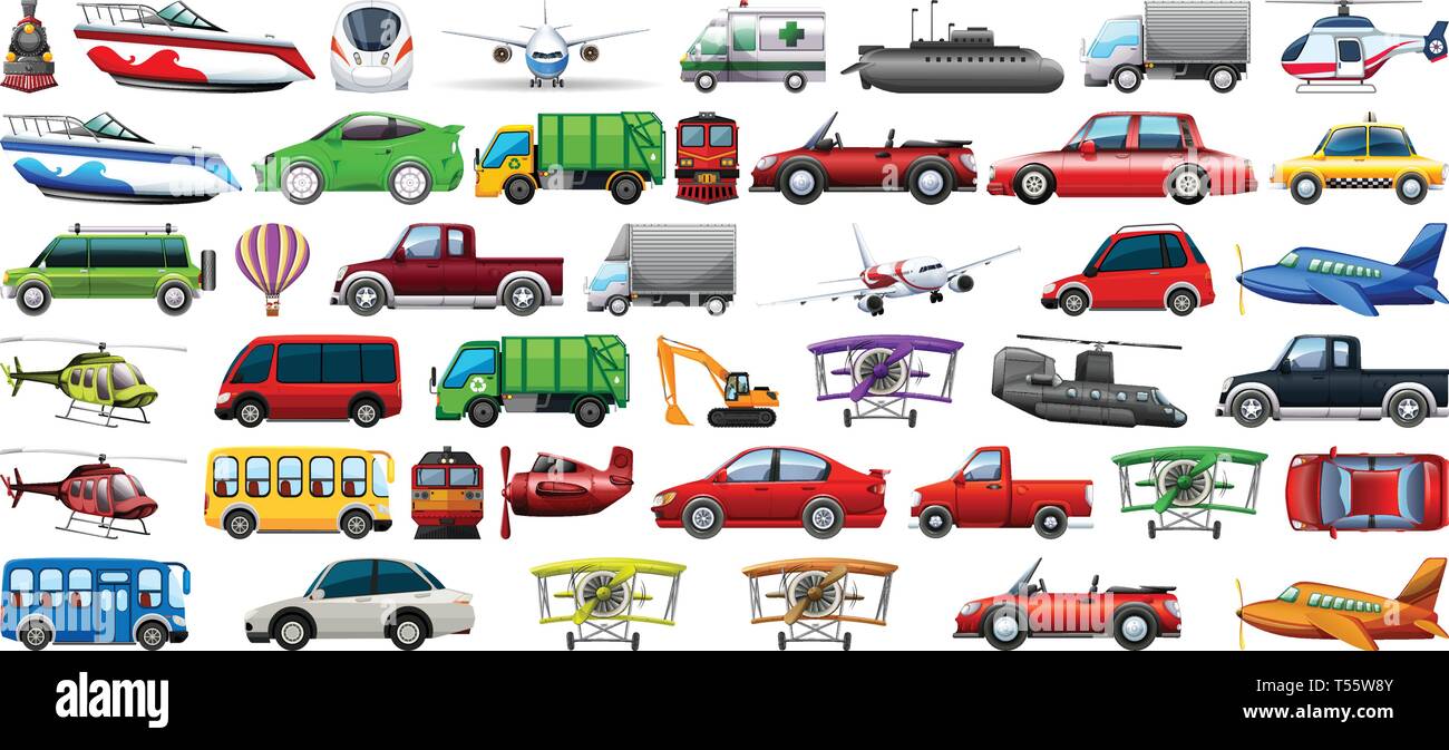 Set of transportation vehicle illustration Stock Vector Image & Art - Alamy