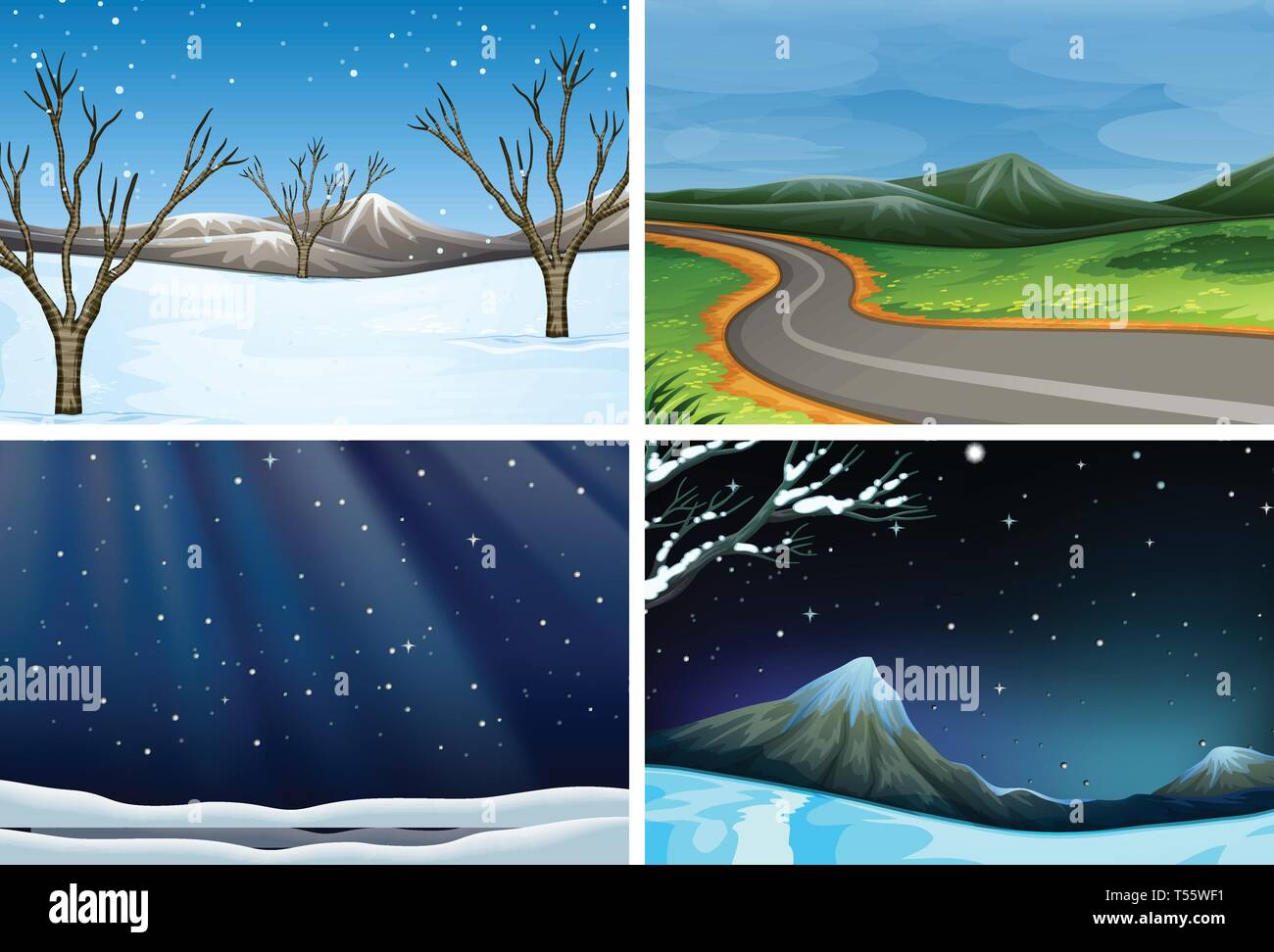 Set of nature landscape illustration Stock Vector Image & Art - Alamy