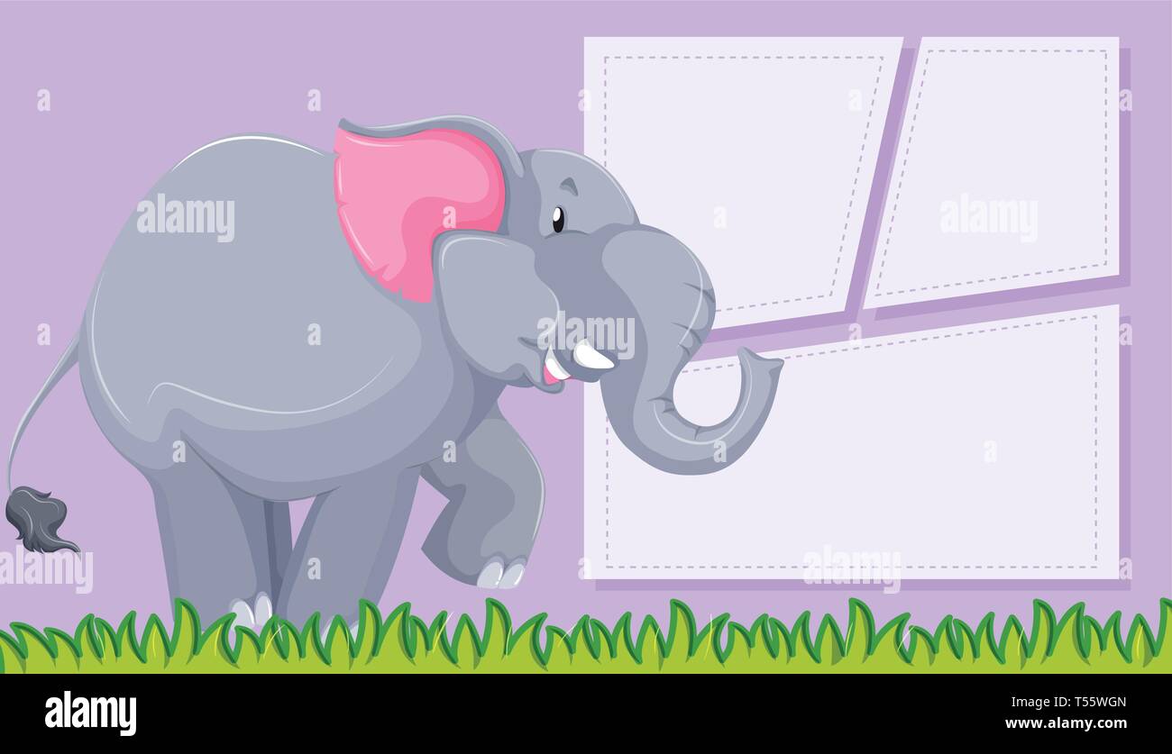 Elephant on purple background illustration Stock Vector