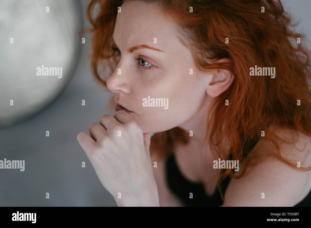 Portrait of redhead young woman Stock Photo