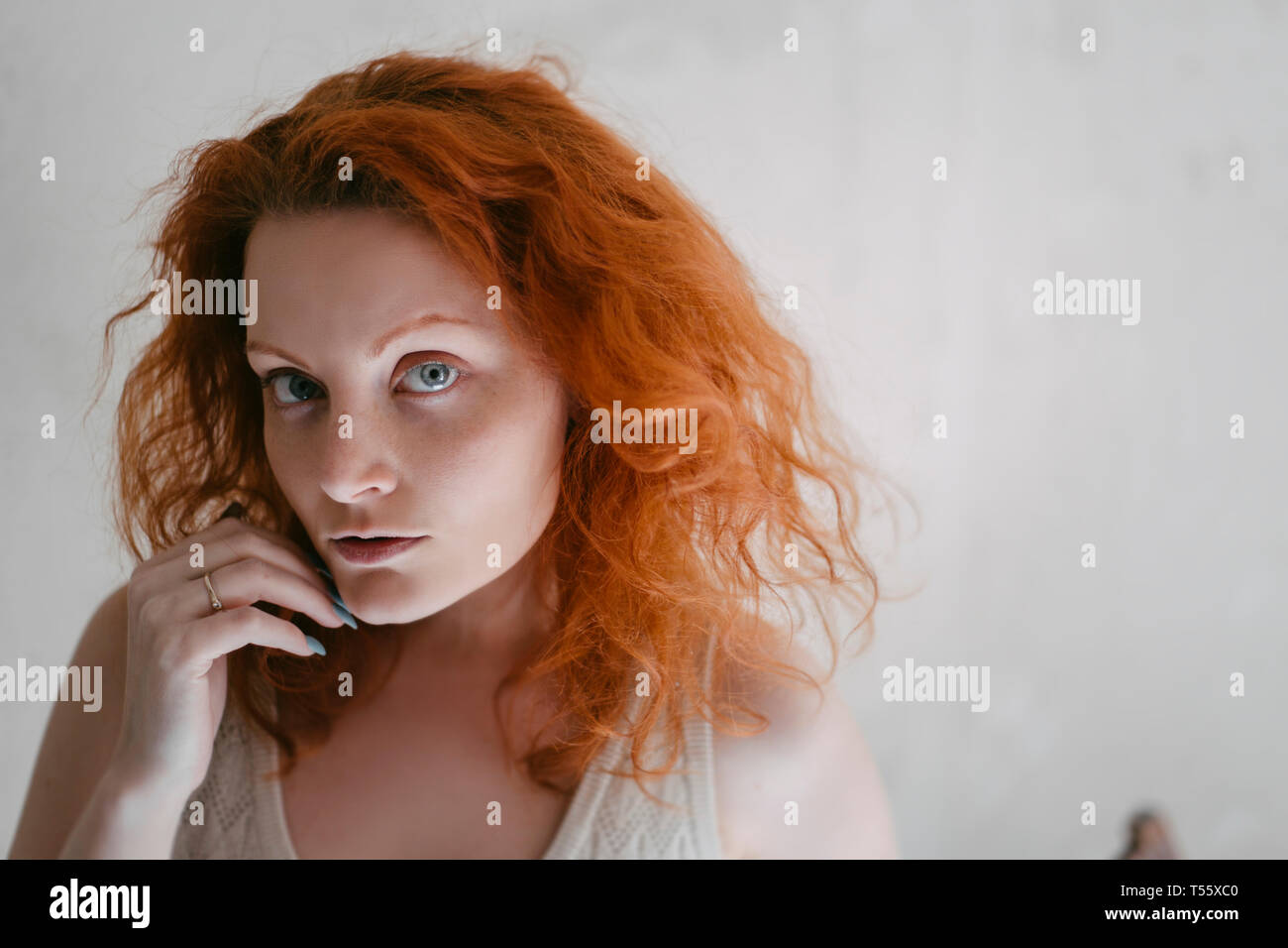 Portrait of redhead young woman Stock Photo