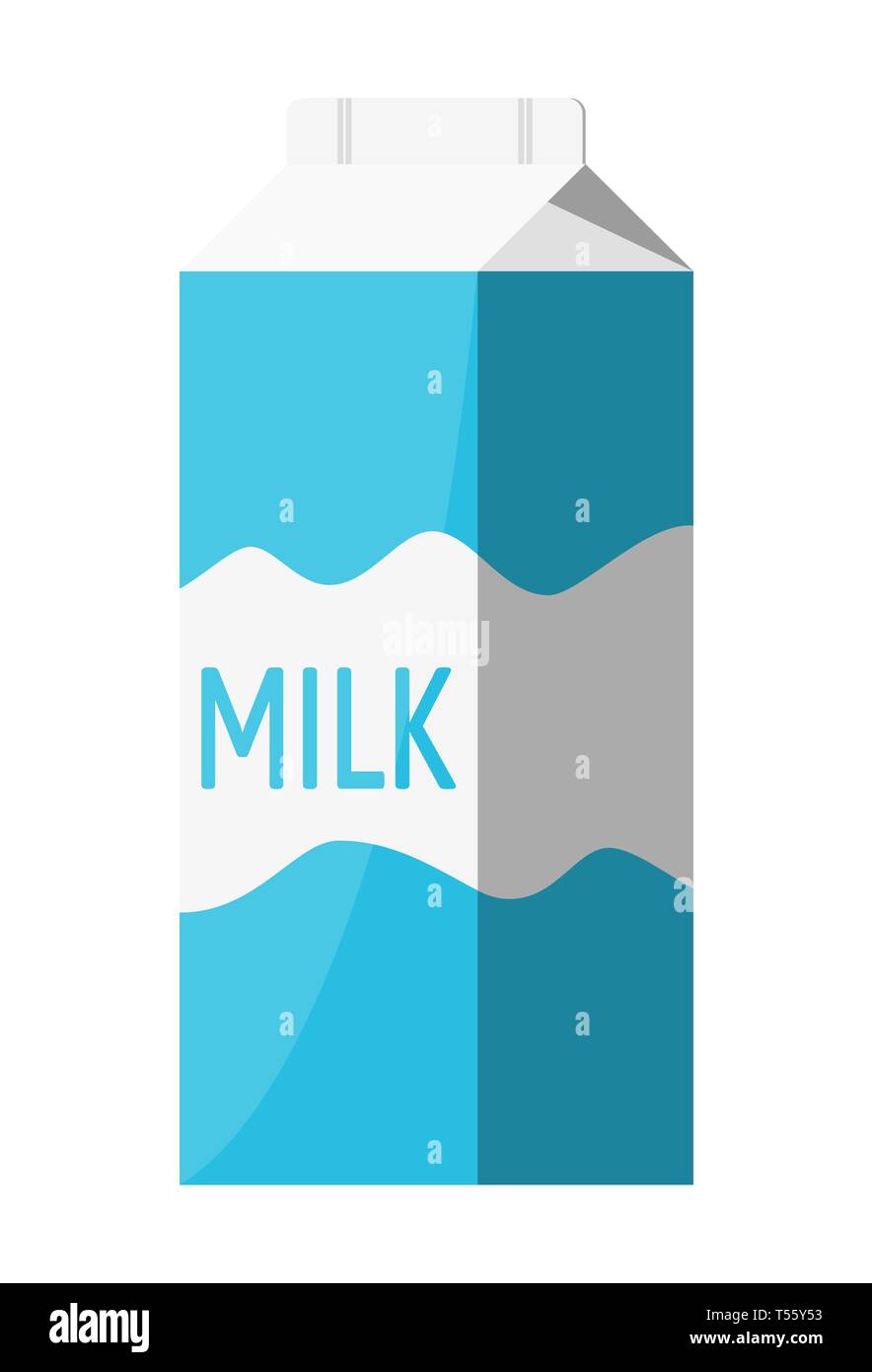 Paper packet with milk isolated on white. Milk dairy drink. Organic