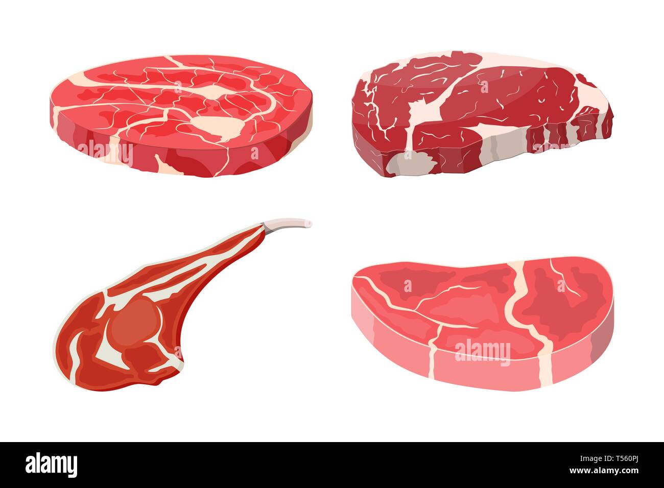 Meat steak collection. Beef tenderloin. Pork knuckle. Slice of steak