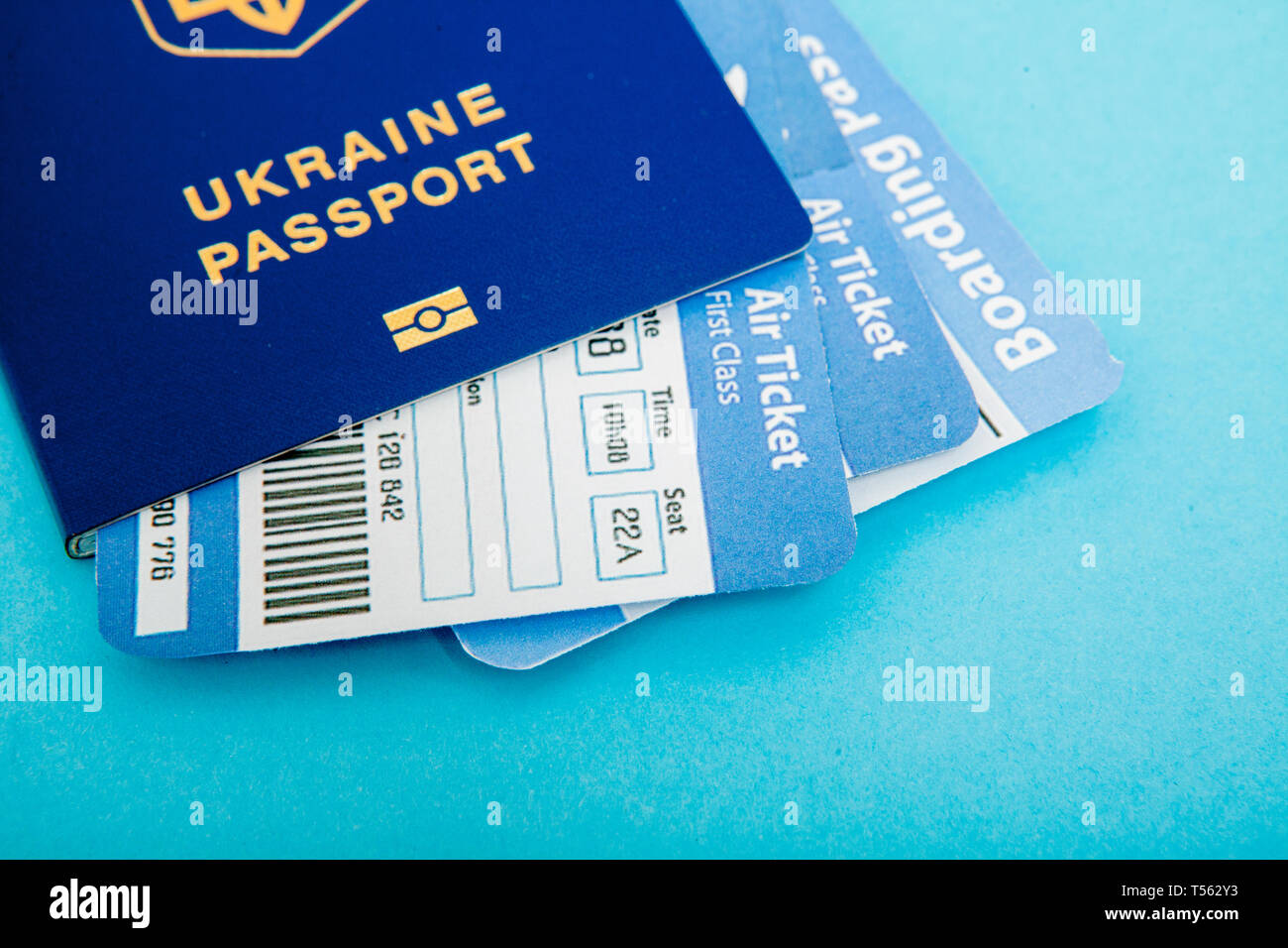 Download Passport And Air Tickets On A Blue Background Mockup Empty Blank Copy Space Stock Photo Alamy