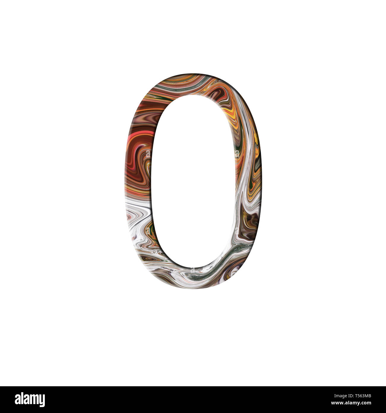Number 0 illustration - liquid wave style. Design elements. Isolated background. Stock Photo