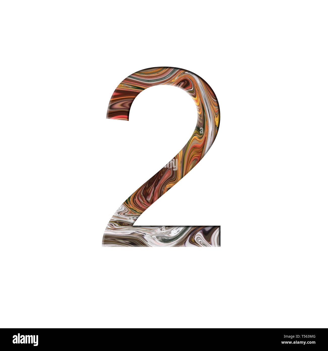 Number 2 illustration - liquid wave style. Design elements. Isolated background. Stock Photo