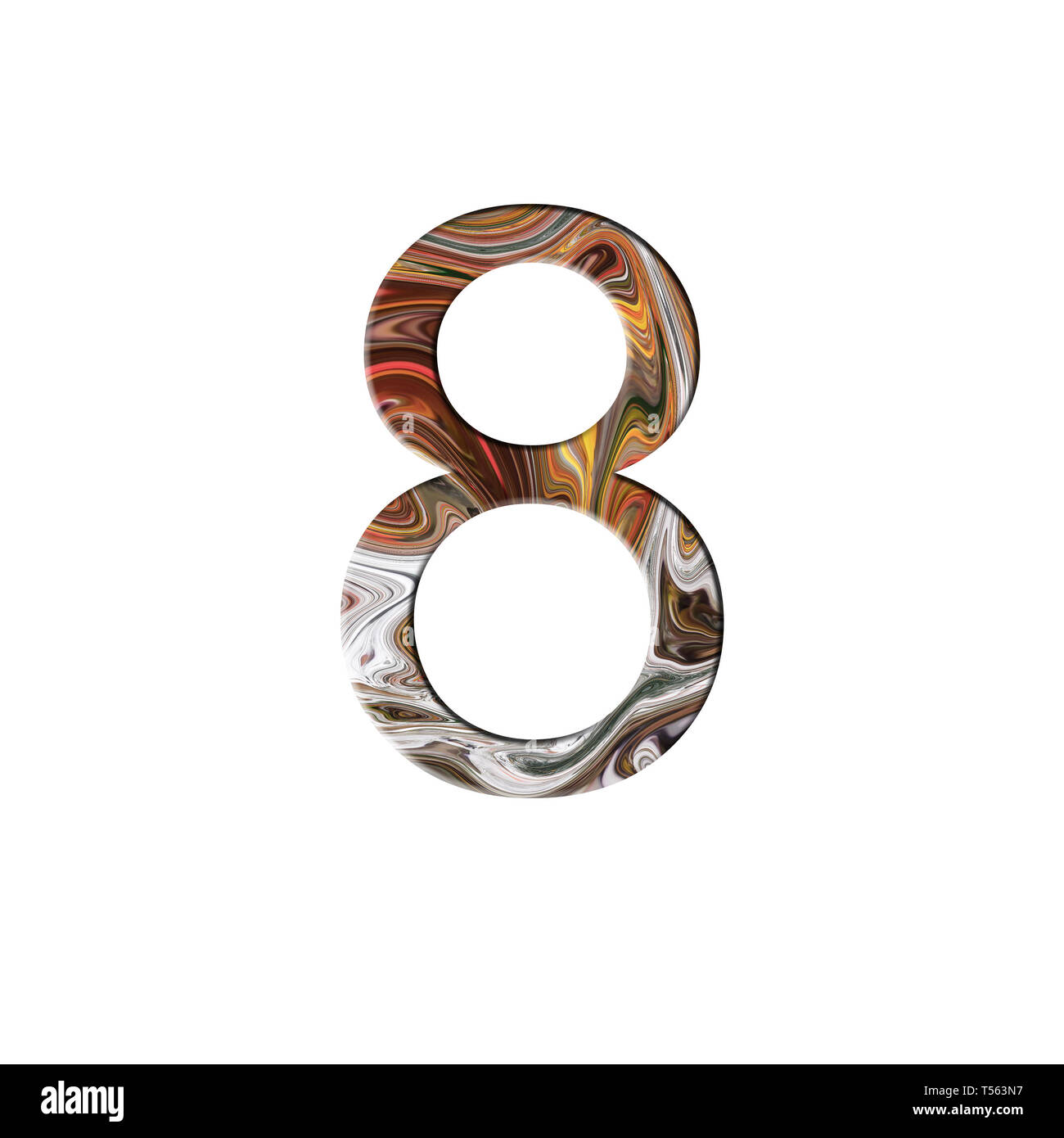 Number 8 illustration - liquid wave style. Design elements. Isolated background. Stock Photo