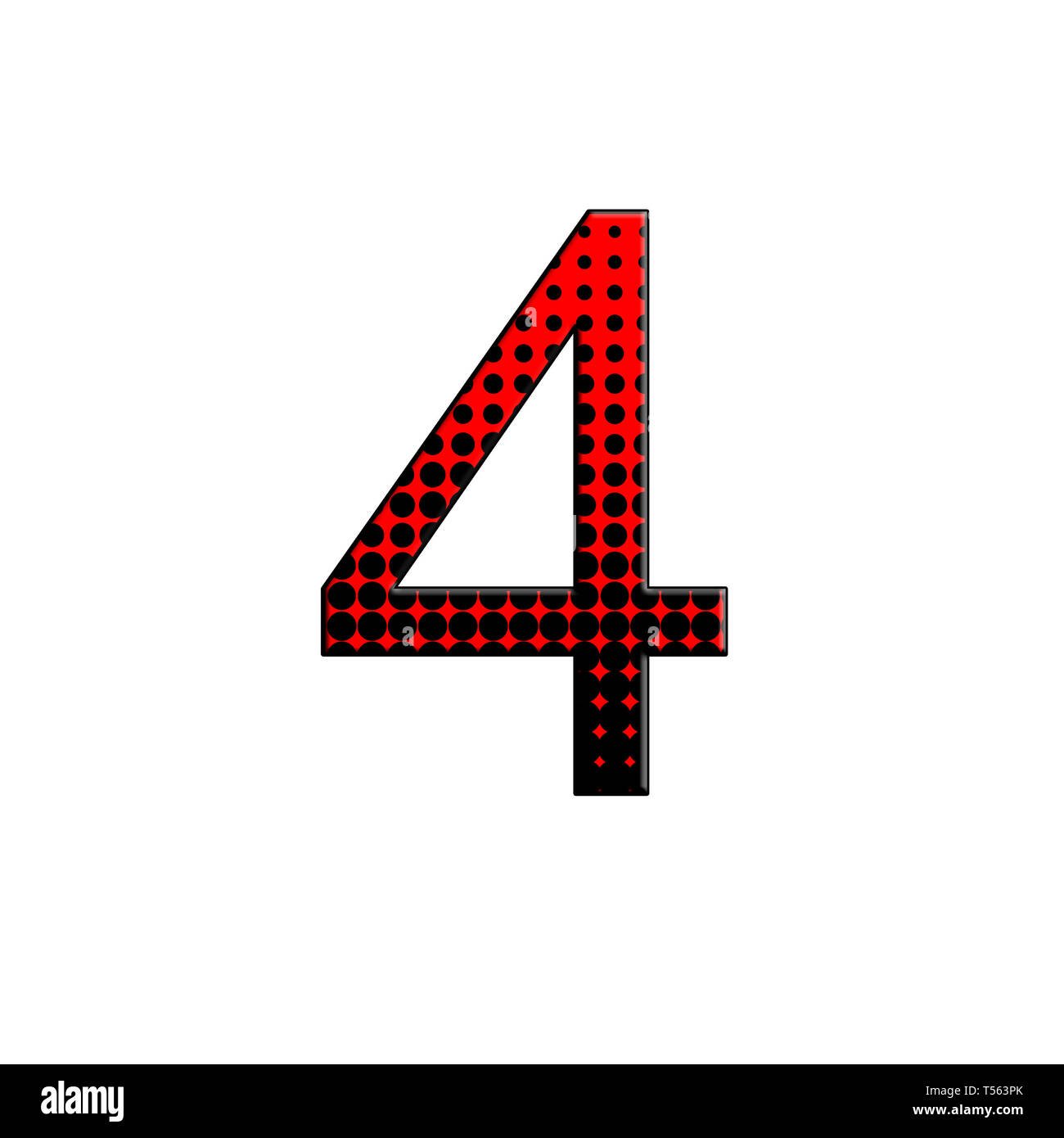 Number 4 illustration on isolated white background. Halftone duotone gradient. Stock Photo