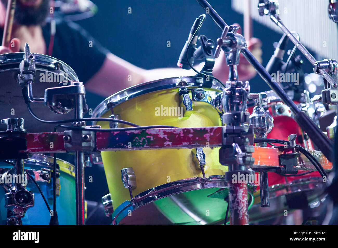drummer on stage during concert Stock Photo Alamy