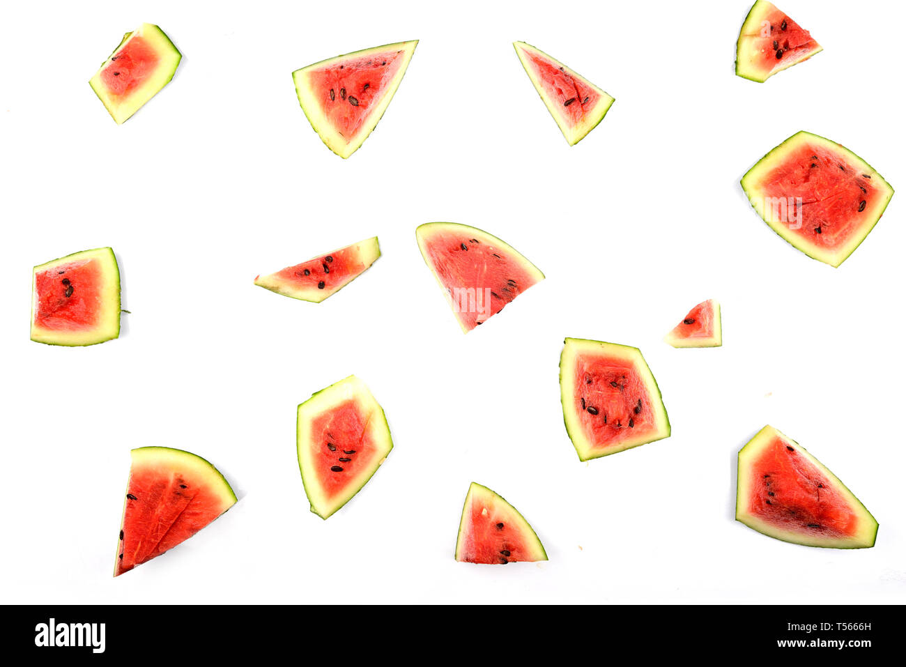 Red watermelon pieces are isolated on white background Stock Photo - Alamy