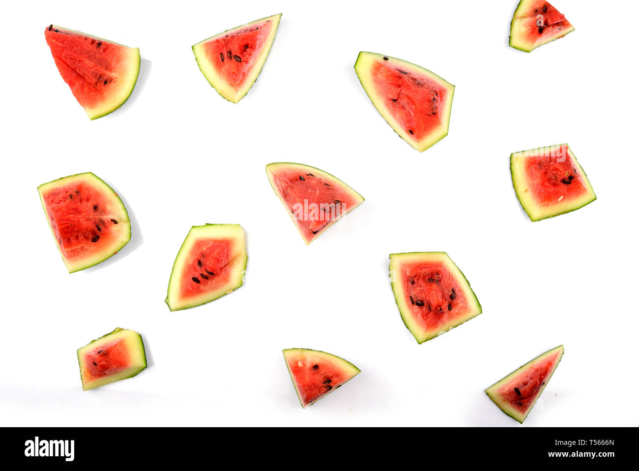 Red watermelon pieces are isolated on white background Stock Photo - Alamy