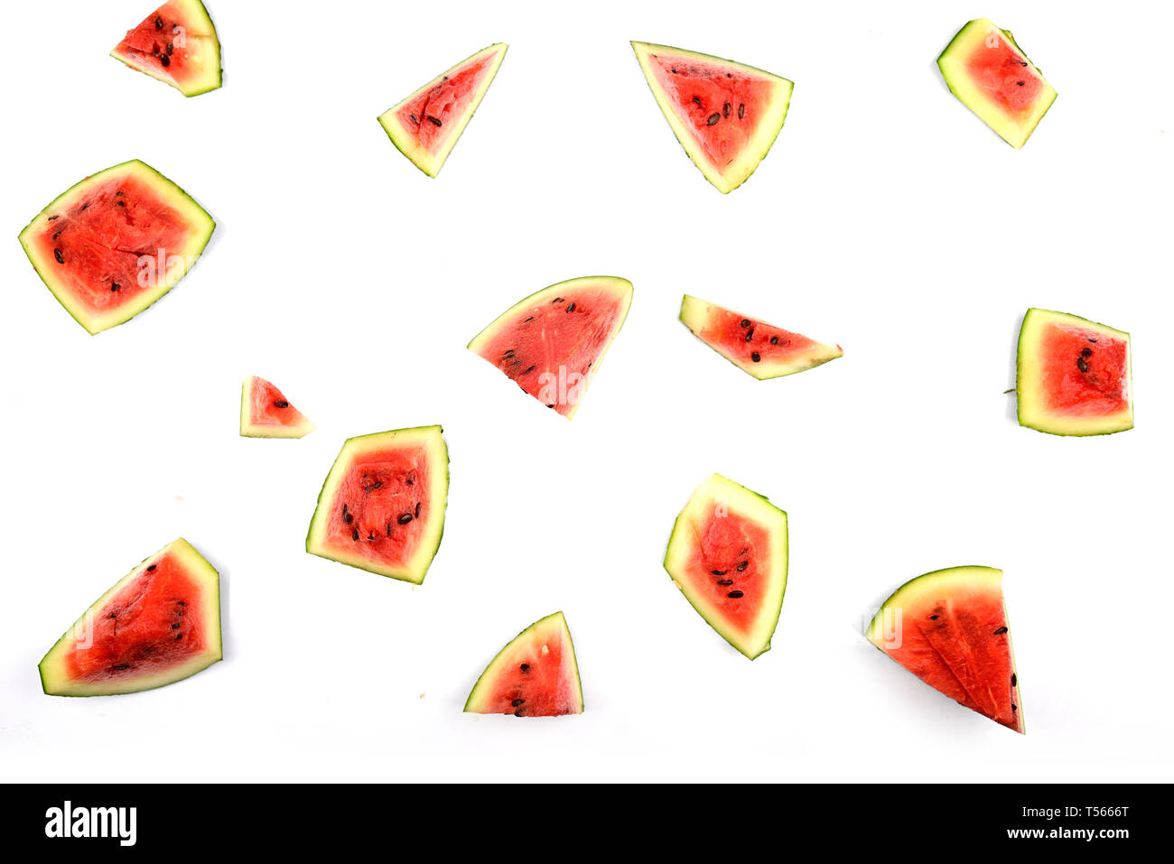 Red watermelon pieces are isolated on white background Stock Photo - Alamy