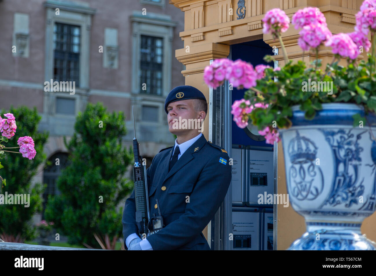 Stockholm, Sweden June 2016 The royal guardsman on guard at the