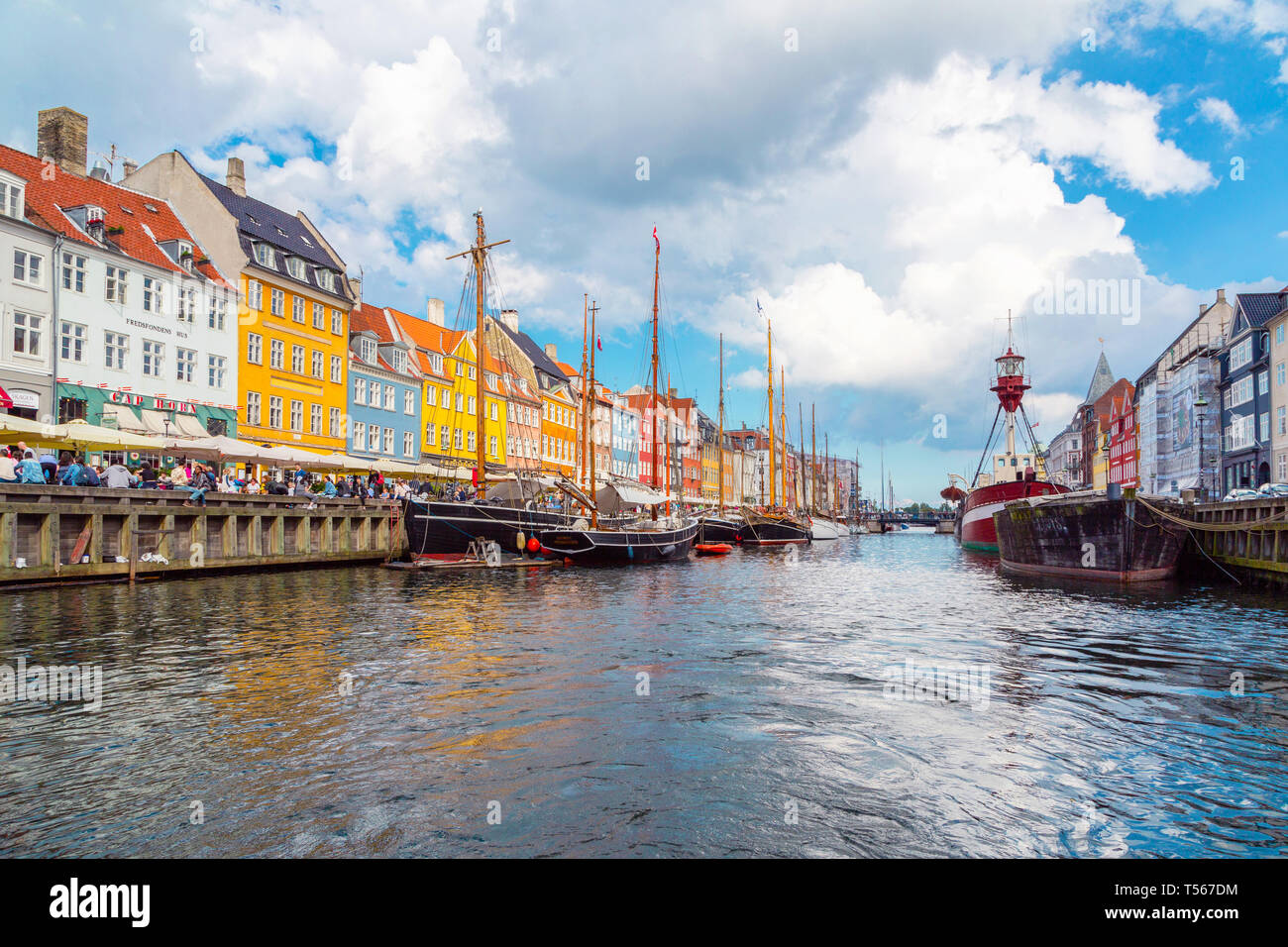View of old Nyhavn port in the central Copenhagen Stock Photo