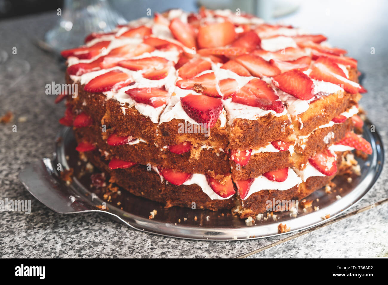 Strawberry and cream Victoria sponge at Janes Enchanted Garden
