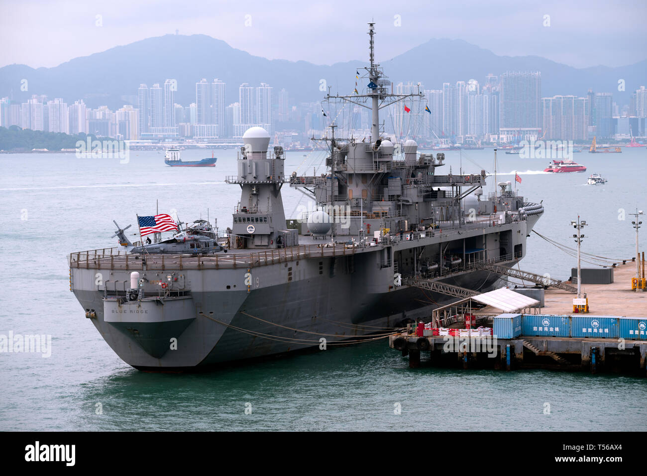 USA Navy’s oldest operational ship, USS Blue Ridge, docked in Victoria