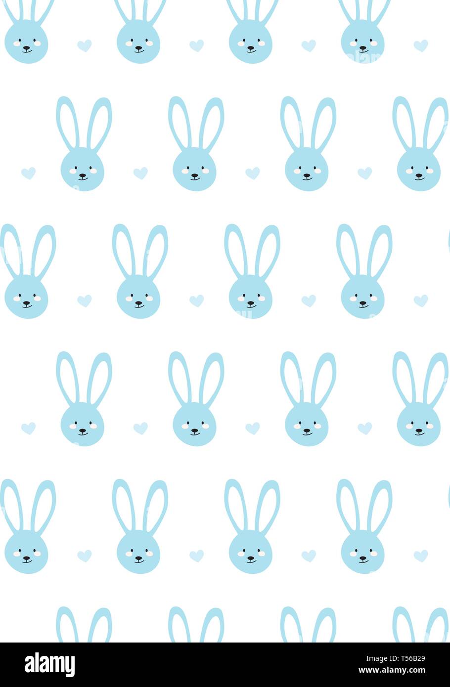 Blue bunny rabbit vector pattern Stock Vector
