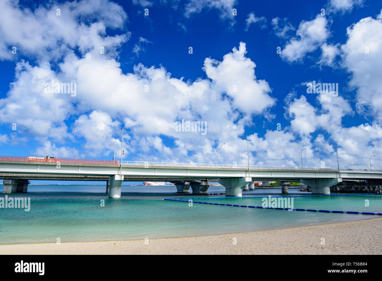 Naminoue Beach under the highway in Naha, Okinawa, Japan Stock Photo