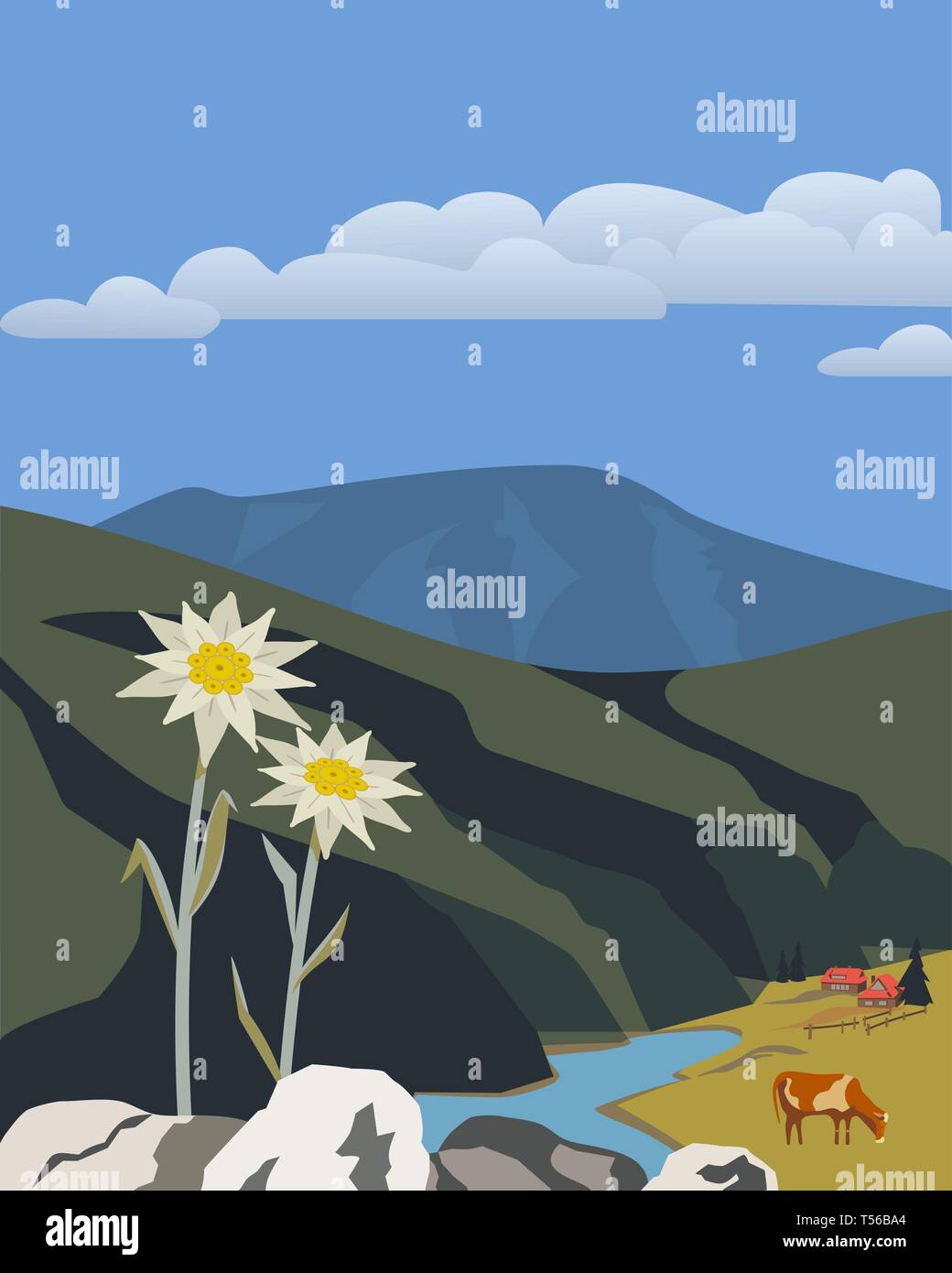 Green mountains landscape Stock Vector Image & Art - Alamy