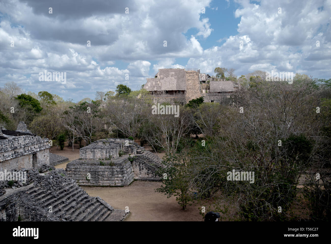 The Acropolis at the Maya Ek Balam from the Oval Palace Stock Photo