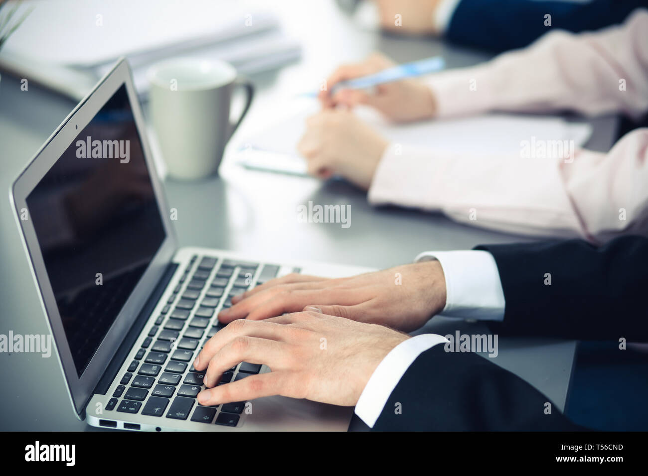 Group of business people working together in office Stock Photo - Alamy