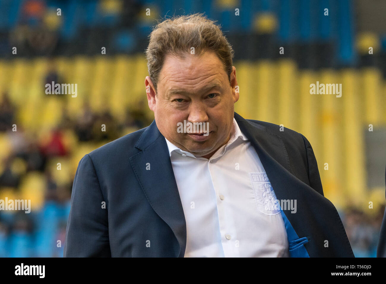 20th of april 2019 Arnhem, The Netherlands Soccer Dutch Eredivisie Vitesse v PEC Zwolle   Eredivisie 2018-2019 L-R Leonid Slutskiy of vitesse Stock Photo