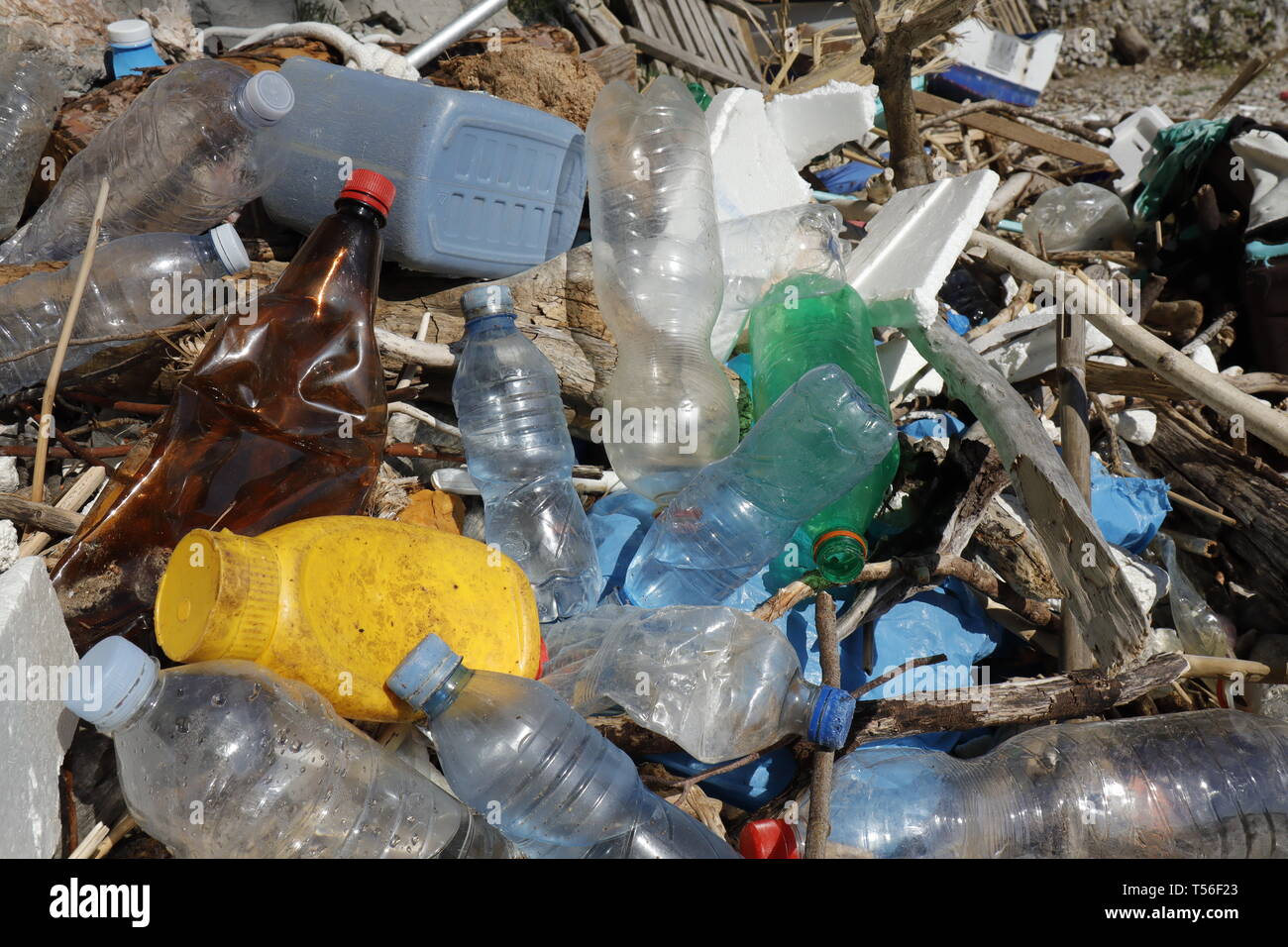 Plastic pollution in the Mediterranean Stock Photo