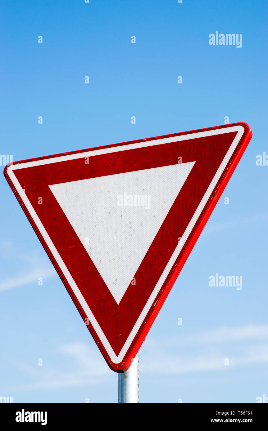 Give way road sign in Amsterdam, the Netherlands Stock Photo