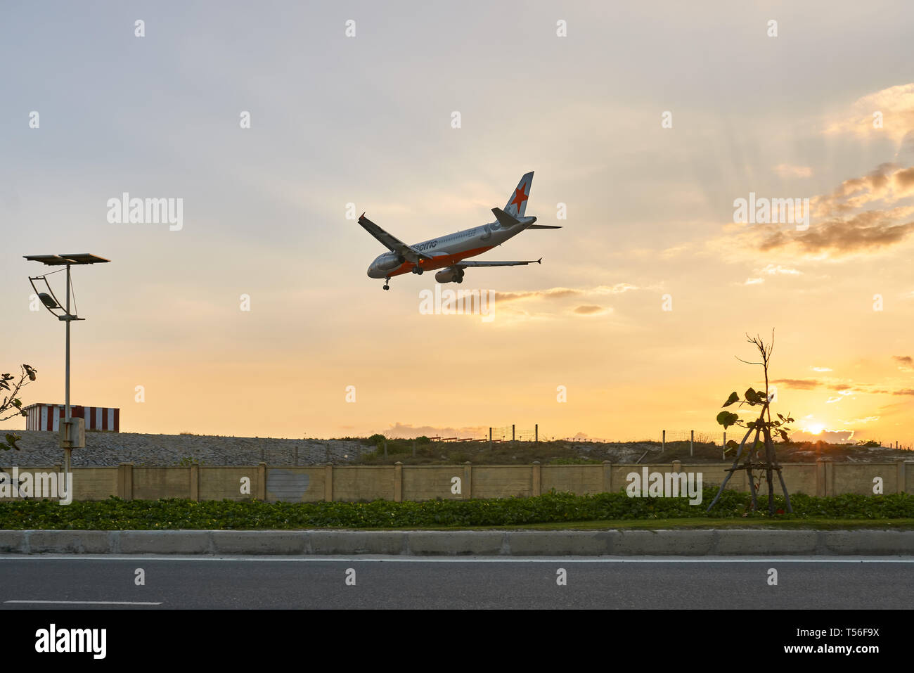 Jet Is Going To Landing To Cam Ranh Airport In Vietnam Stock Photo Alamy