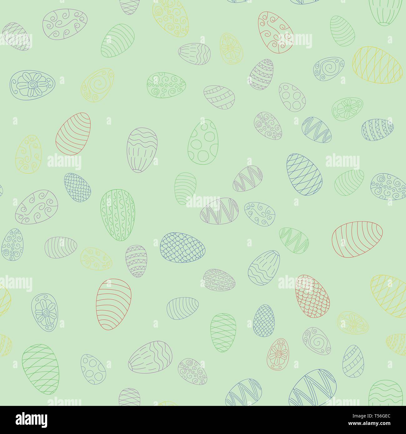 doodle vector easter eggs chaotic seamless pattern Stock Vector Image ...