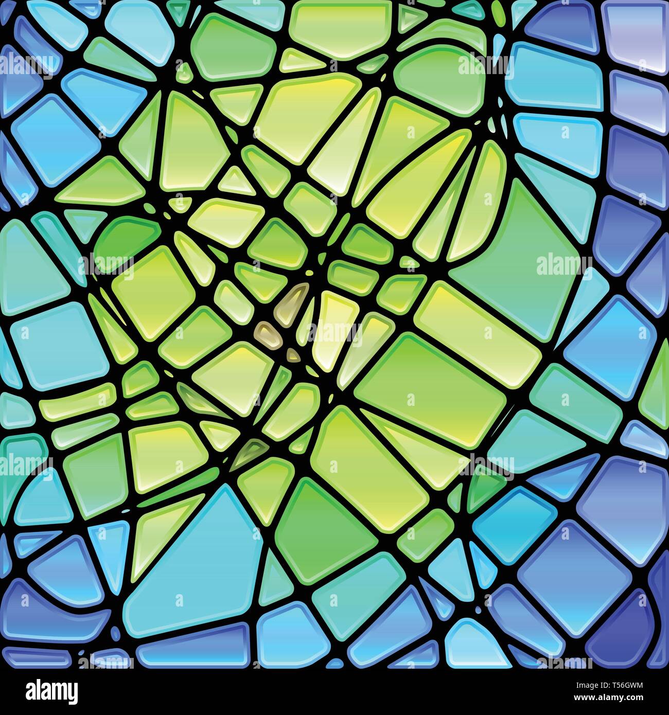 abstract vector stained-glass mosaic background - green and blue Stock ...