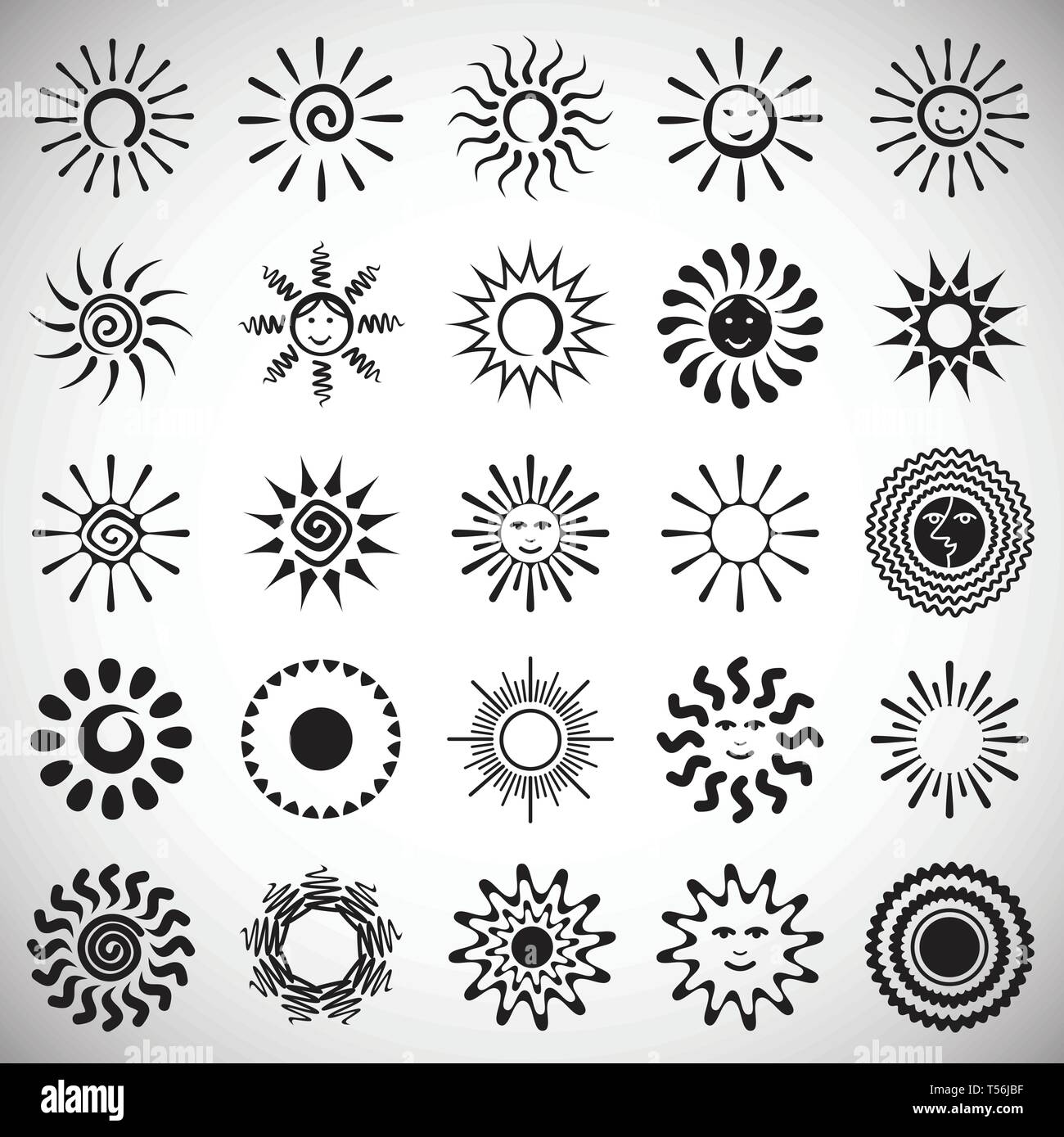Sun icons set on white background for graphic and web design. Simple ...