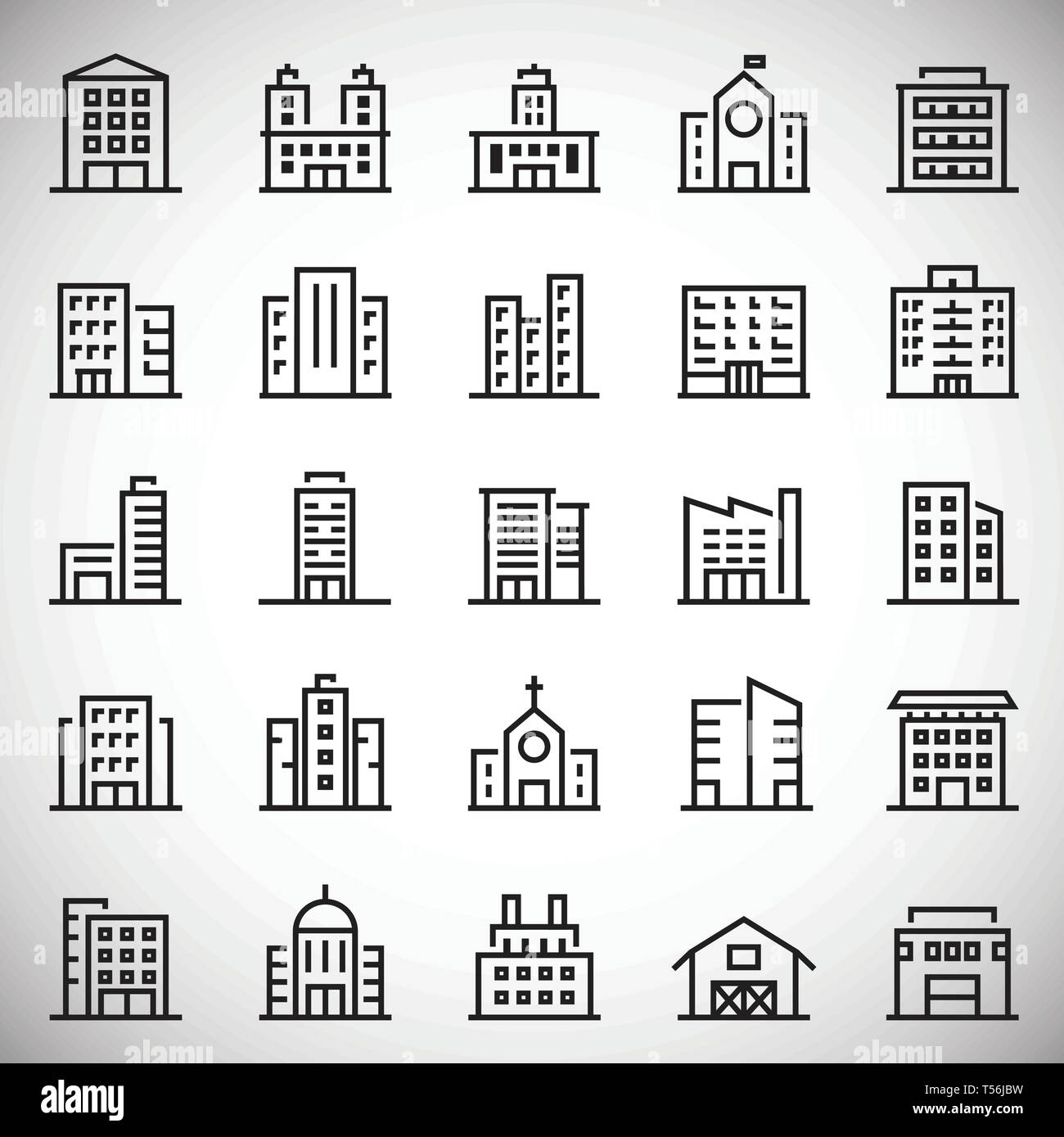 Building line icons set on white background for graphic and web design ...