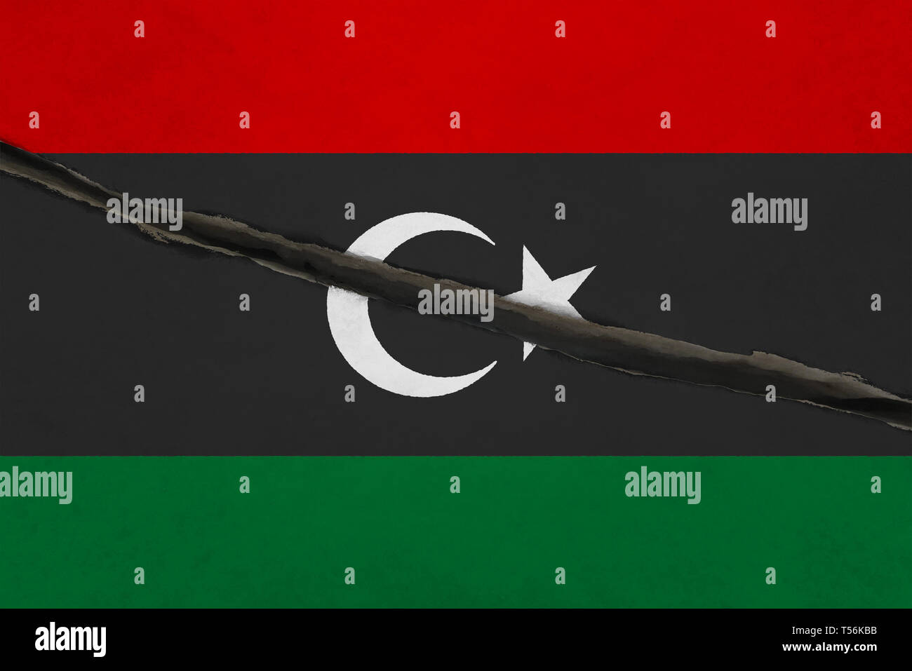 libya flag cracked. Patriotic background. National flag of libya Stock ...