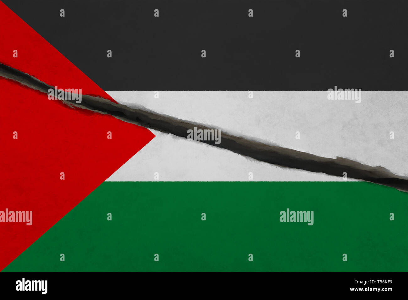 Palestine flag cracked. Patriotic background. National flag of Palestine Stock Photo