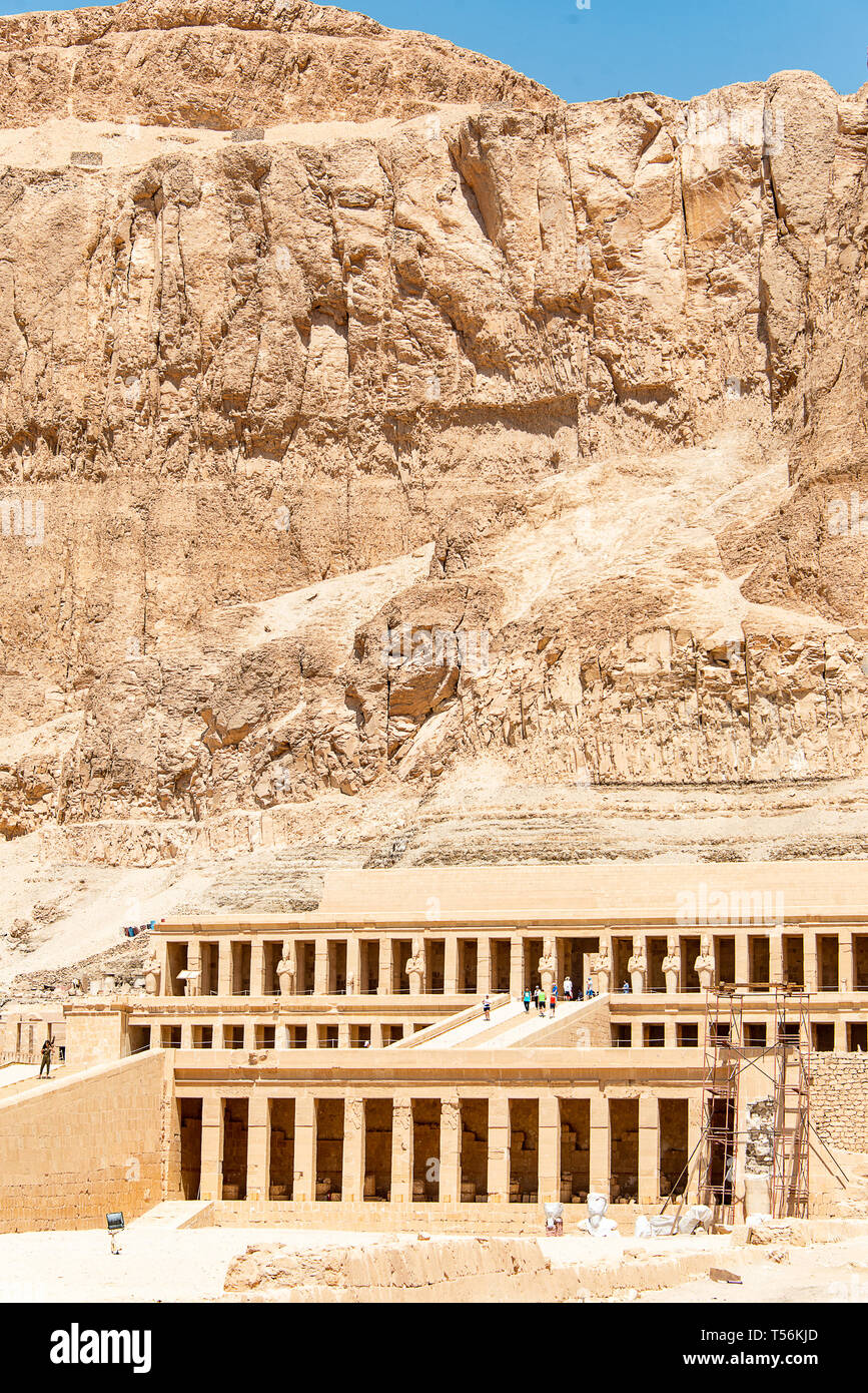 The antique temple of female pharao Hatchepsut near Luxor in Egypt. Stock Photo