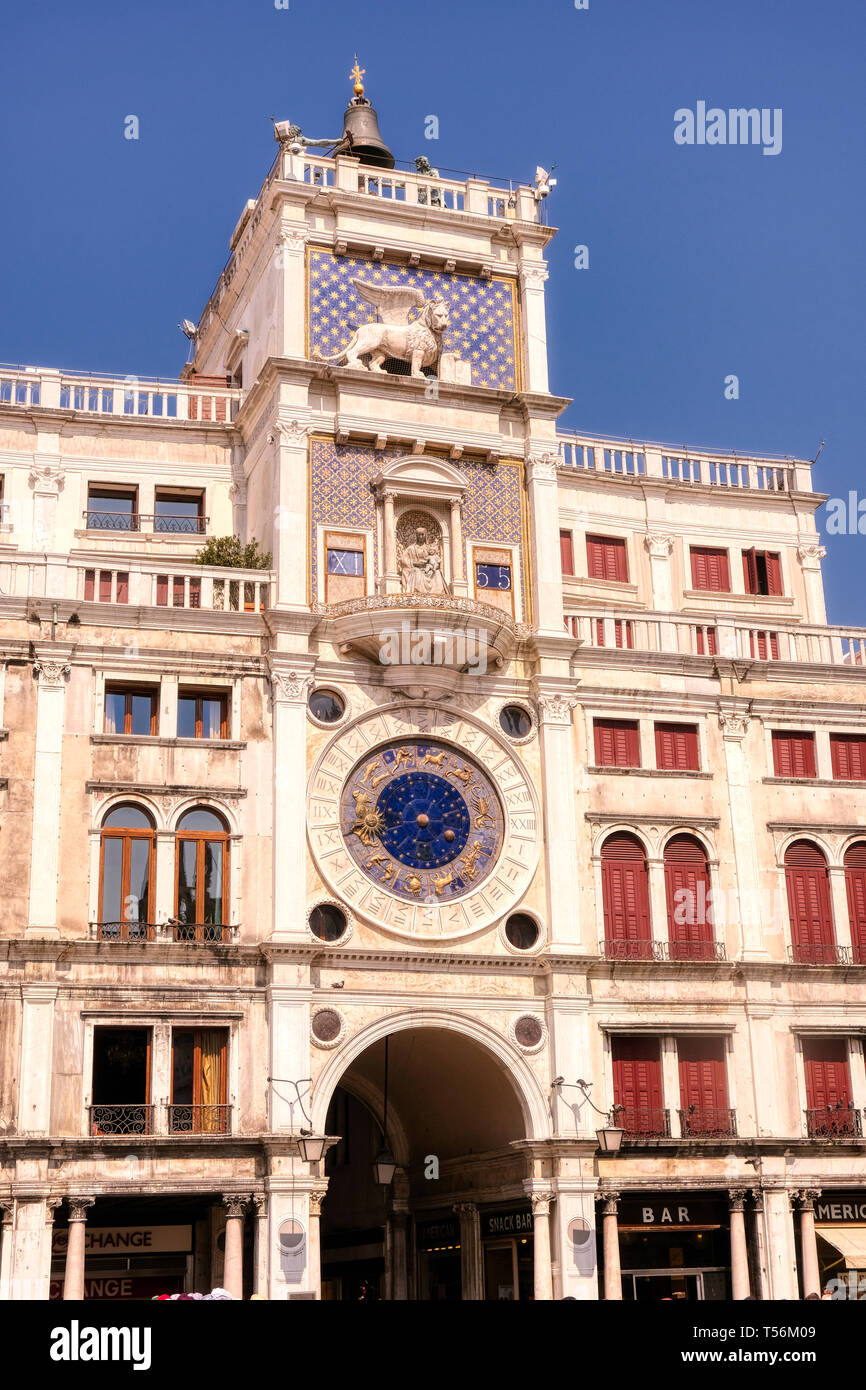 St Mark's Clocktower, also Torre dell'Orologio in Venice, Italy, famous