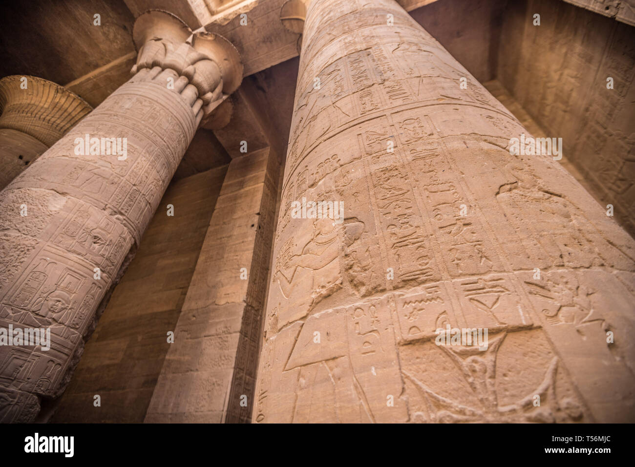 Columns of Temple of Philae in Aswan Stock Photo