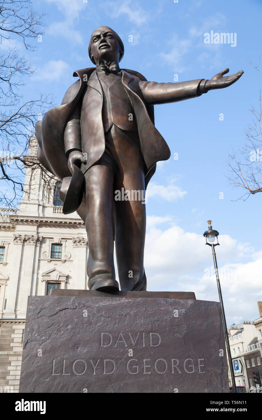 Statue of David Lloyd in Parliament Square, London, UK Stock