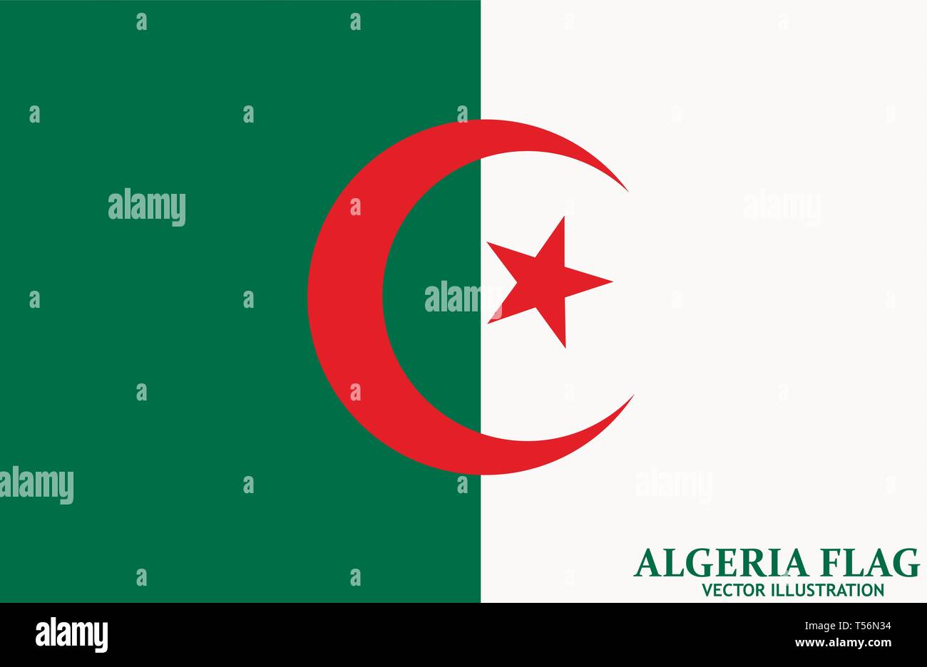 Bright background with flag of Algeria. Happy Algeria day background. Bright button with flag. Vector illustration. Stock Vector