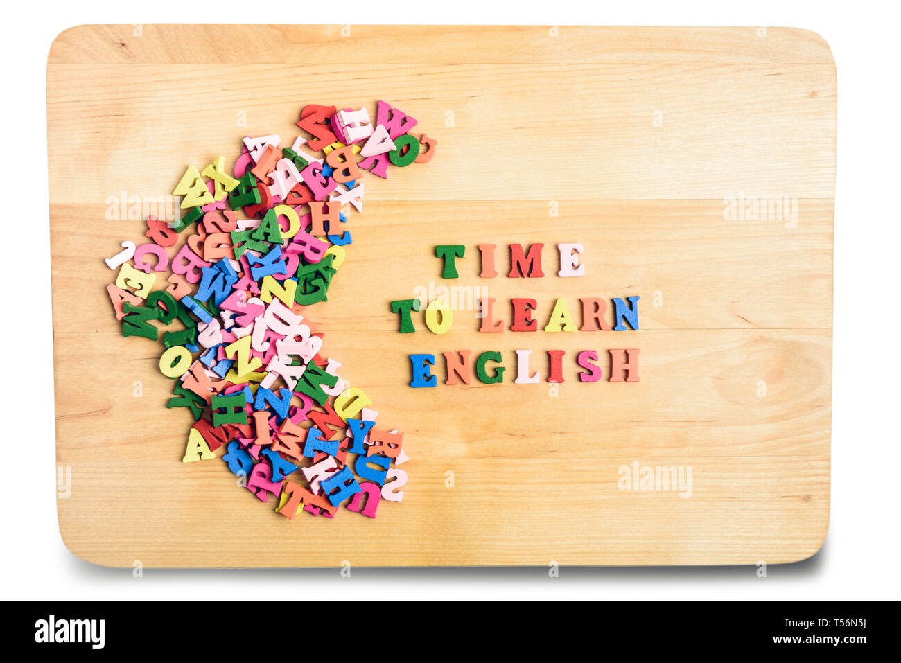 English words composed from colorful abc alphabet block wooden letters. Education concept Stock Photo