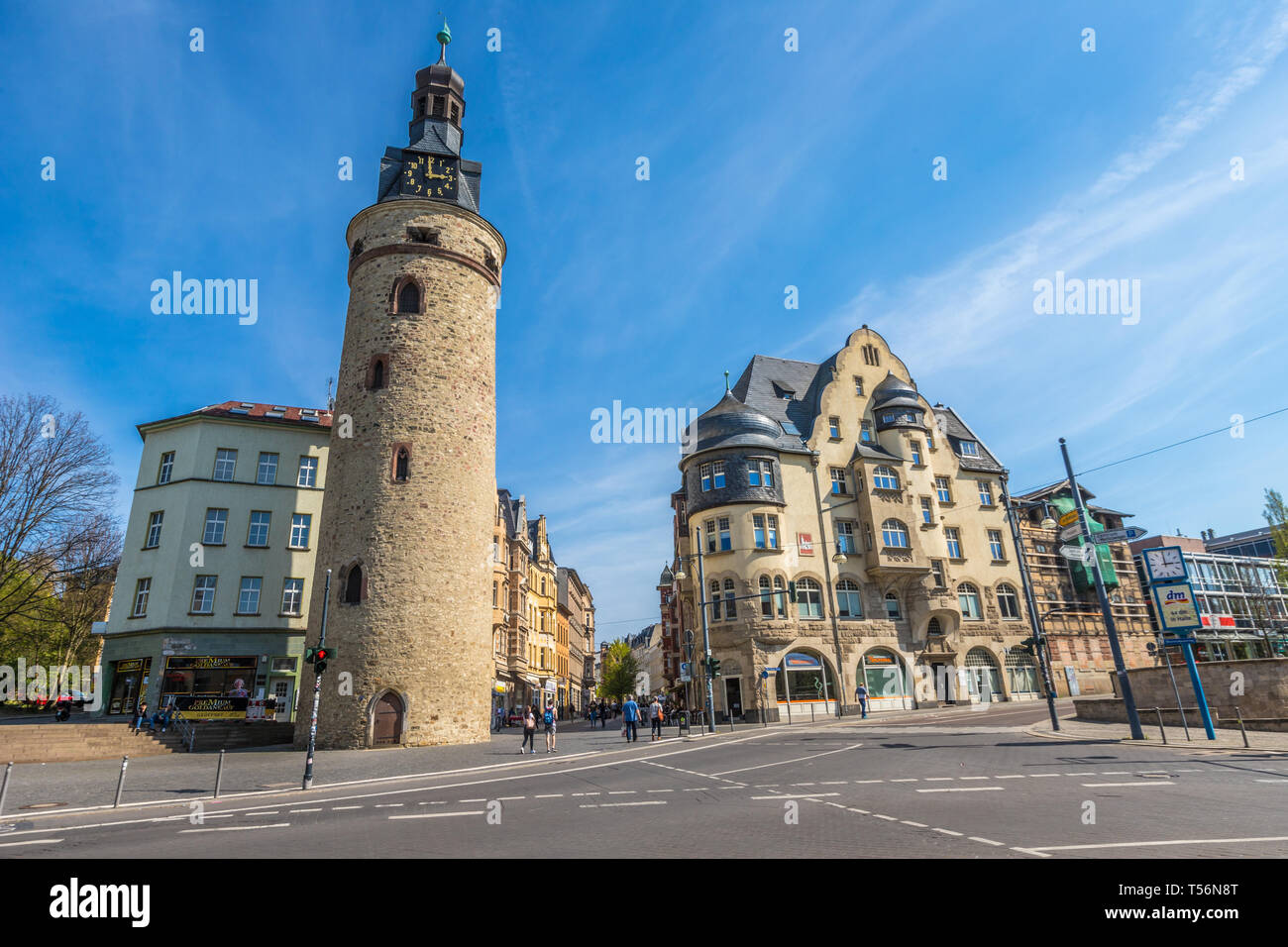 Old towers of Halle Saale in East Germany Stock Photo