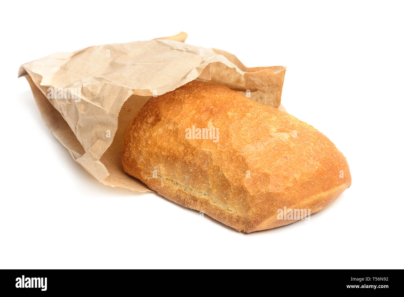 Ciabatta bread wrapped in paper. Crusty white whreat bread italian