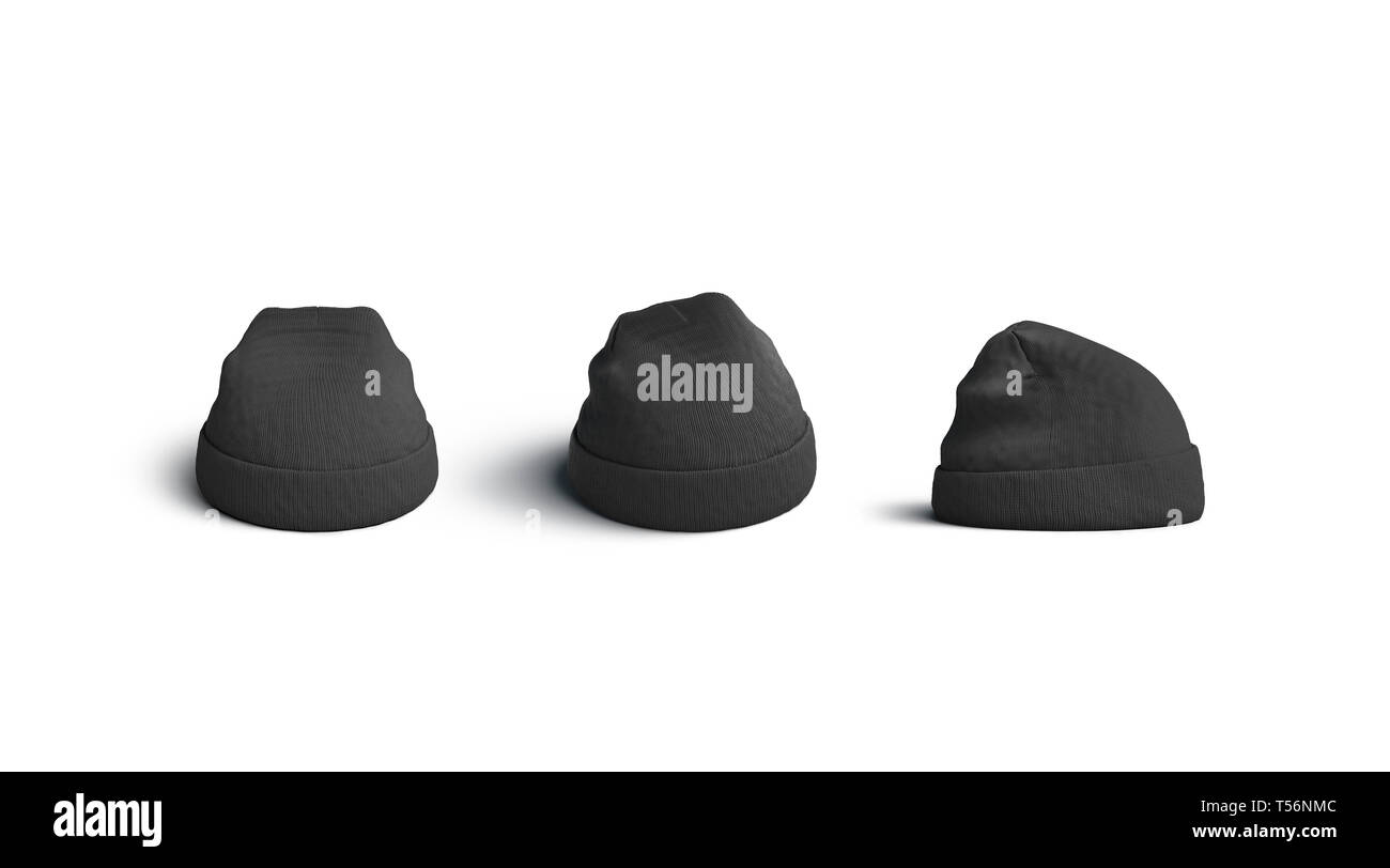 Download Black Beanie Mockups Set Side Front And Back View Isolated 3d Rendering Empty Gray Knitted Wear Sport Hat Mockup Clear Casual Cap For Winter Bla Stock Photo Alamy